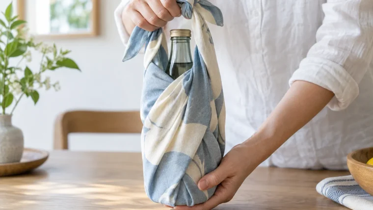 How a Square of Cloth Carries a Bottle: How to Use Furoshiki