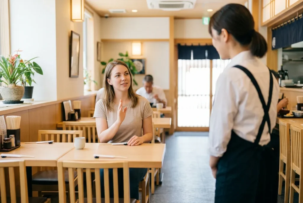 Sumimasen used to get a restaurant server’s attention
