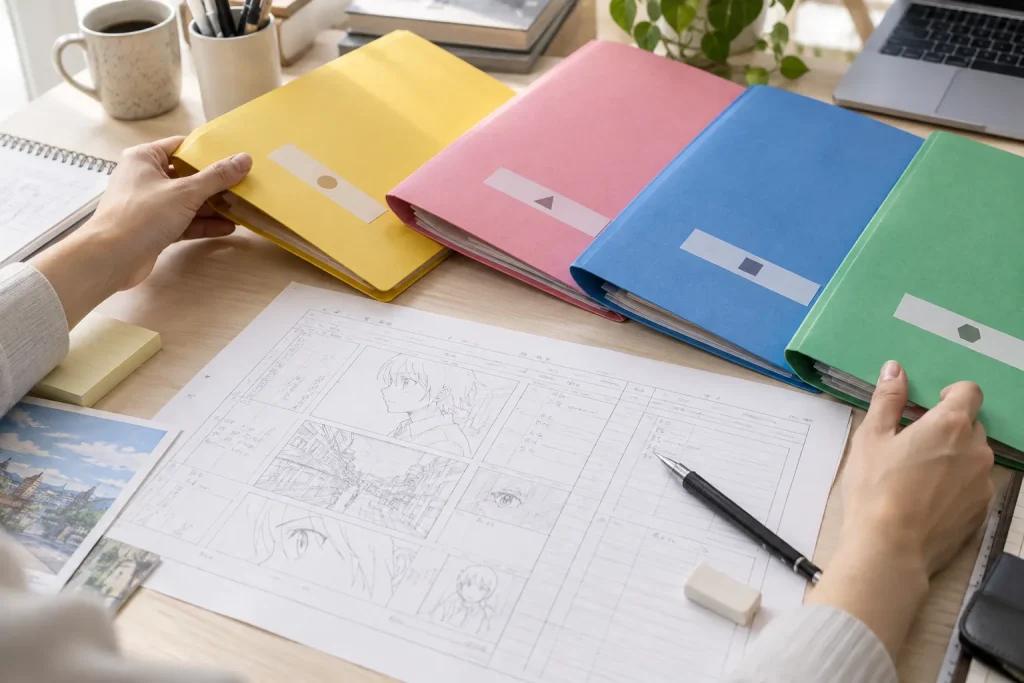 An anime production document separating animation production, financing, licensing, and distribution responsibilities.