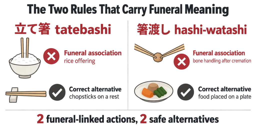 A clear comparison of dining gestures, funeral associations, and safe alternatives