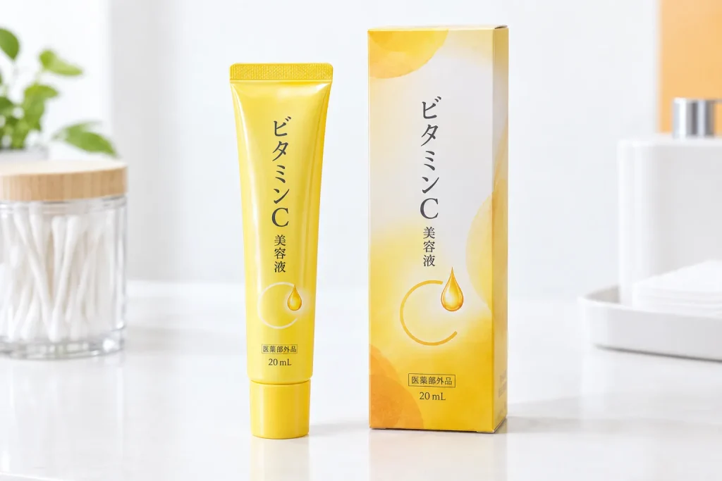 The Japanese Melano CC 20 mL essence package showing the product name and quasi-drug designation