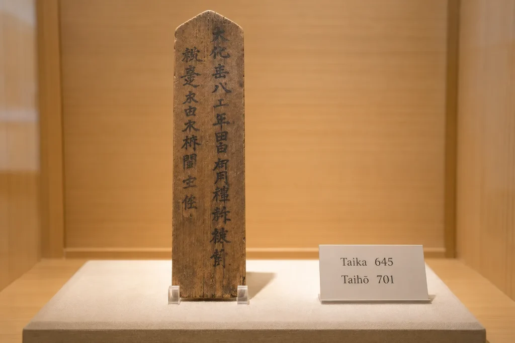 Taika and early Japanese era names shown on an illuminated historical chronology