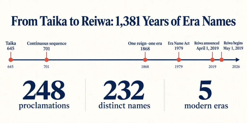 From Taika to Reiwa: 1,381 Years of Era Names