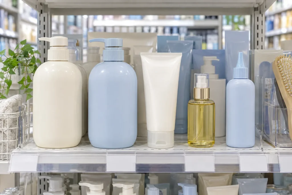 Japanese shampoo, conditioner, rinse-out treatment, and leave-in oil arranged by their actual functions