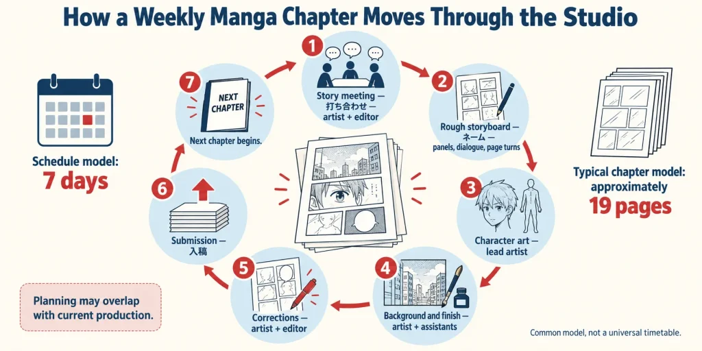 How a Weekly Manga Chapter Moves Through the Studio